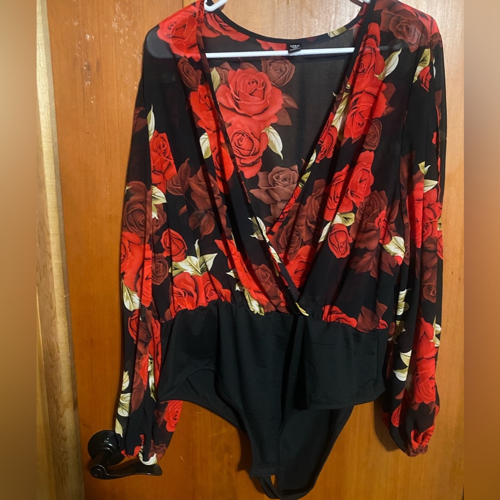 Sheer floral bodysuit